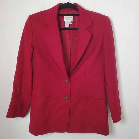 Talbots Petites Berry Red Wool Blazer Jacket Women's 10P Two Button Professional - Picture 12 of 12
